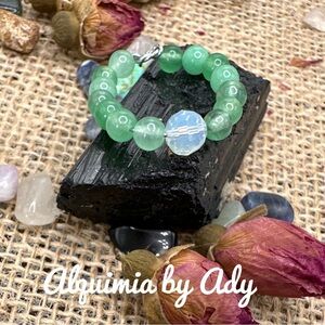 Opal Green Aventurine beaded gem ring